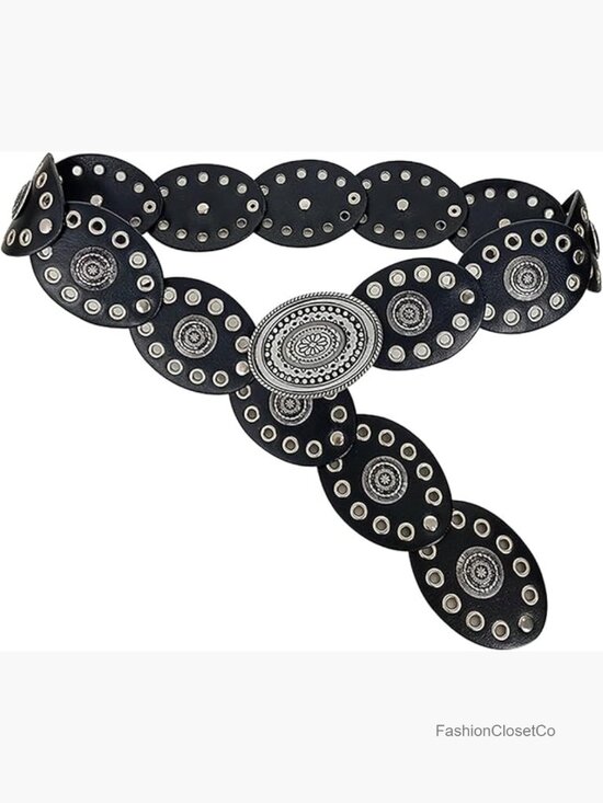 Wide Western Cowboy Disc Belt Vintage Cowgirl Concho PU Leather Belt for Jeans main image 5